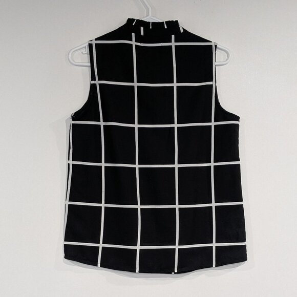 Vero Moda Sleeveless Checkered Blouse Black White Size XS - Picture 2 of 3